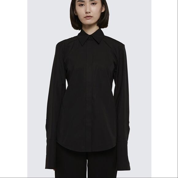 MaxMara Tops - Sportmax | MaxMara Women’s Cotton Taranto Poplin Shirt Button Solid Black Blouse